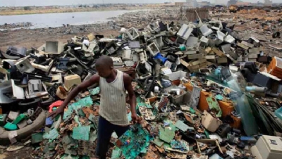 The majority of e-waste generated globally is unaccounted for, seeping into regions such as Agbogbloshie slums of Ghana (pictured)